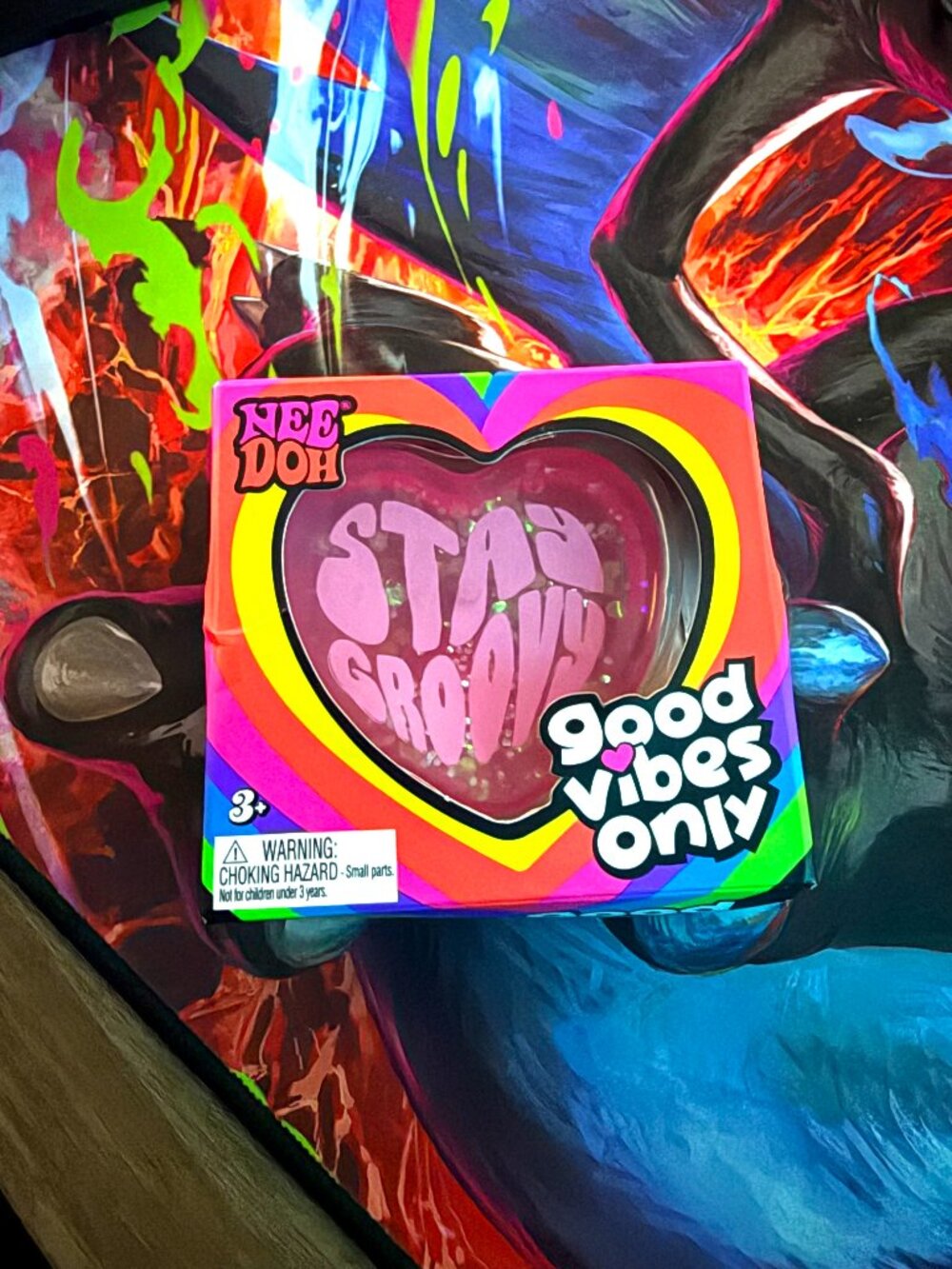Authentic Schylling NeeDoh Good Vibes Only Heart Nee Doh Squishy Toy Pink